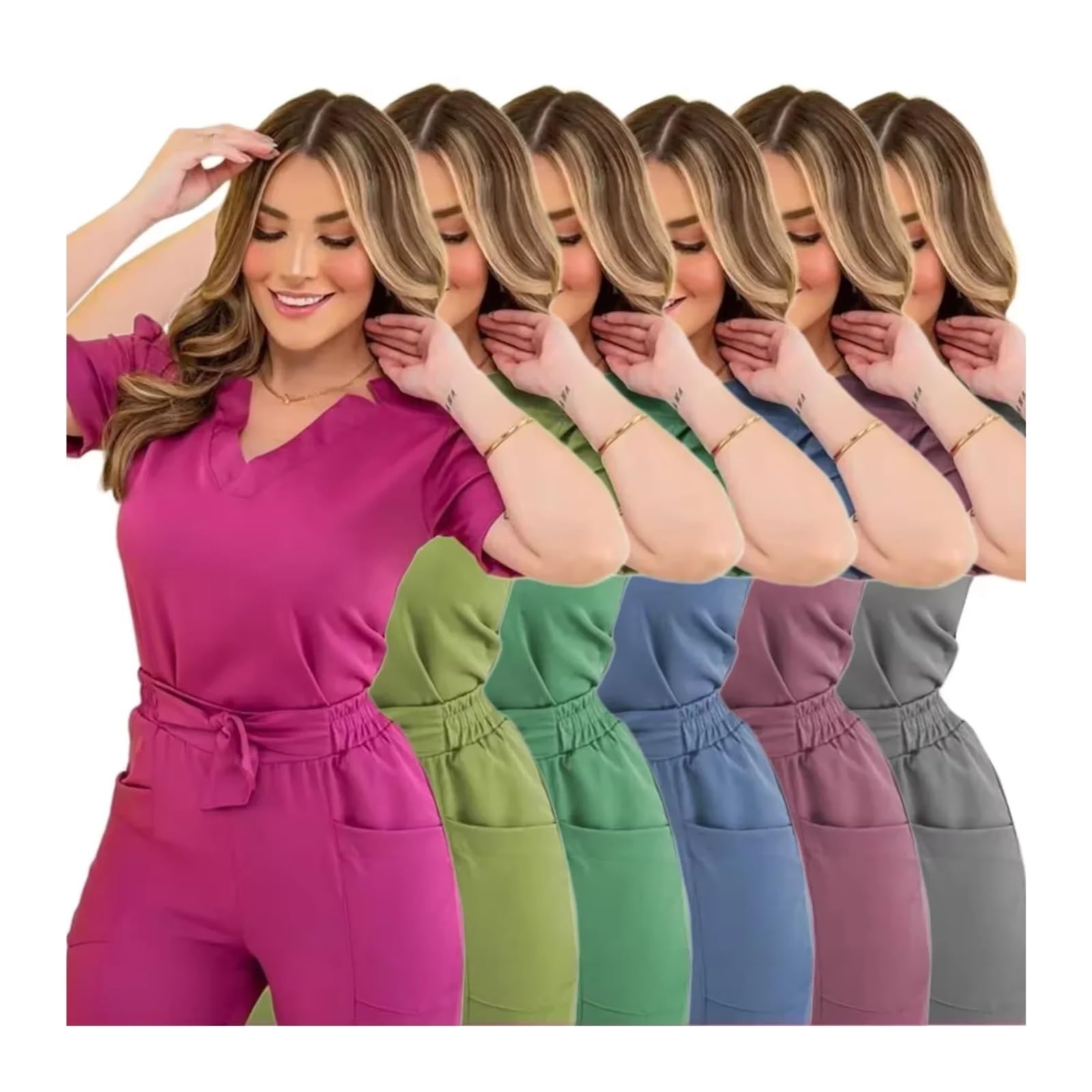 Uniforme de enfermería para mujer – Conjunto quirúrgico con pantalón y top Trabajo en clínica, spa u hospital