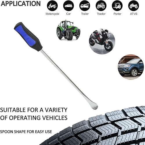 Miniatura 7 de BLACKHORSE-RACING Cuchara para neumáticos de motocicleta con bolsa duradera, 3 cucharas para neumáticos de 14.5 pulgadas, 3 protectores de llantas,