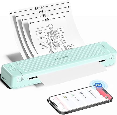Impresora inalámbrica portátil móvil, impresora portátil de transferencia térmica P831, Bluetooth y sin tinta, 300 DPI, compatibilidad de papel liso