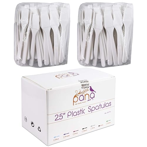 Espátulas Beauticom Pana, desechables, para cosméticos, de plástico, 2.5", para el cuidado de la piel, para crema facial, 100 piezas por contenedor,