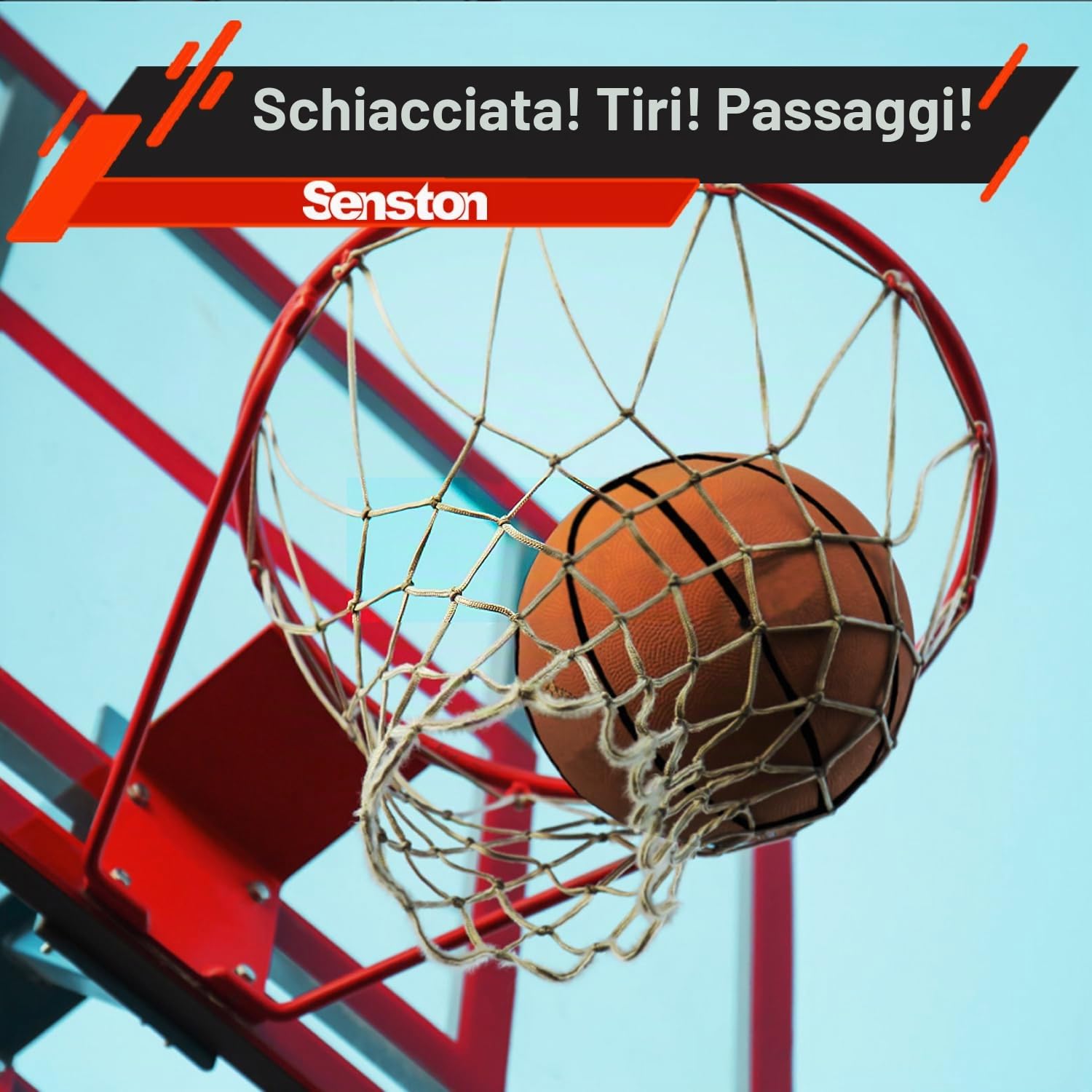 Senston Pallone da basket misura 7, con pompa, per esterni, antiscivolo e ottima presa