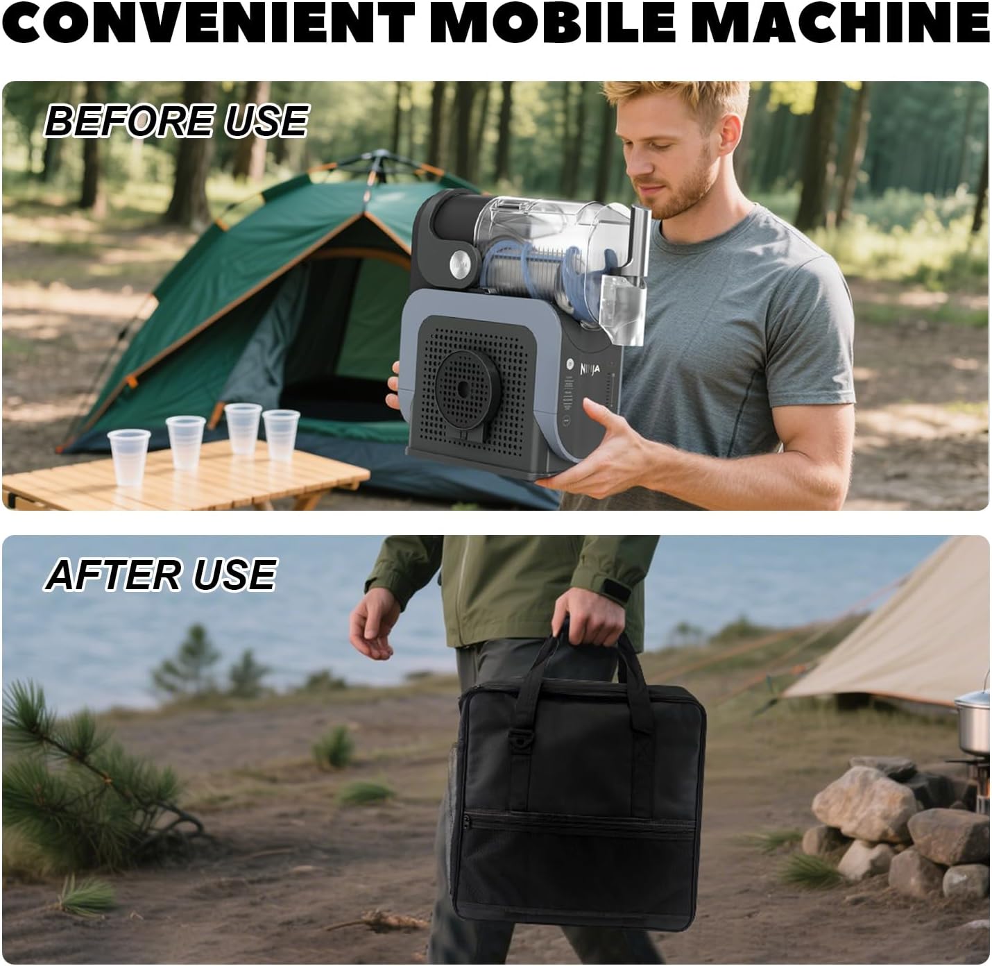 Slushie Machine Storage Bag,Carrying Bag for Ninja Slushie Machine FS301 & FS300 Easy Access to Your Machine with Zipper Side Opening, Carrying Case Portable Slushie Travel Bag with Handle