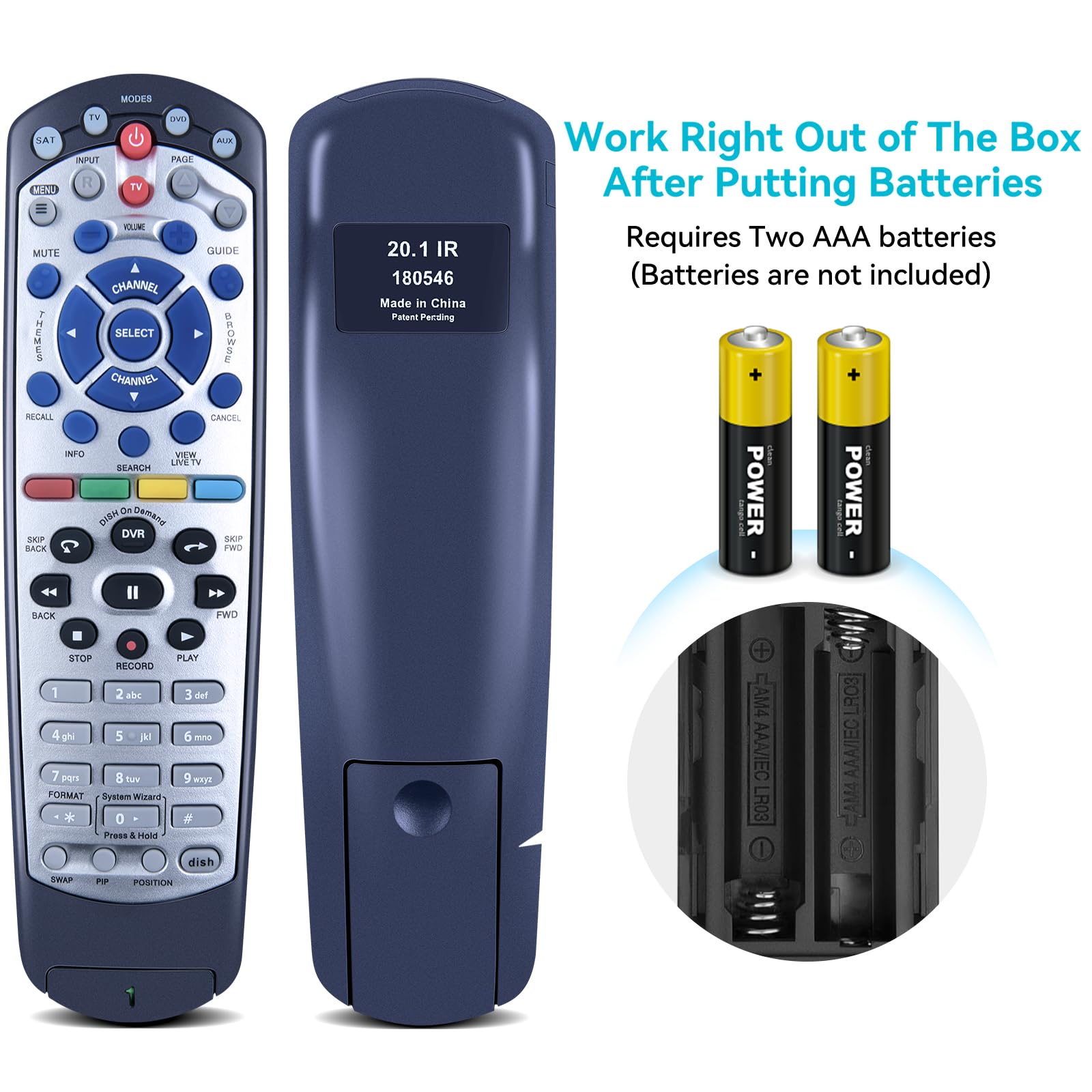 ZWP Replacement Remote Control fit for Dish Network 20.1 IR