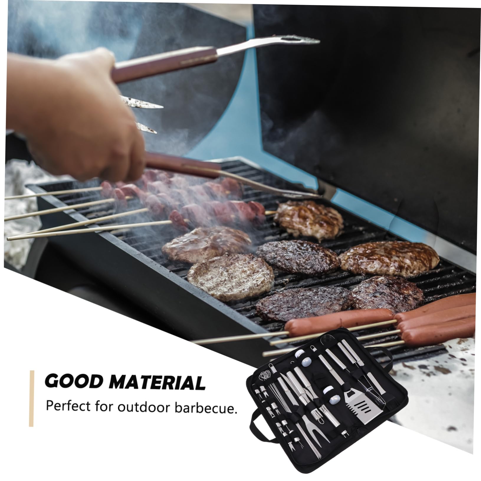 POPETPOP Attrezzi Barbecue in Acciaio Inox Per Esterni Utensili Barbecue Portatili Per Grigliate All Aperto Per Picnic e Campeggio Organizzati Borsa Portaoggetti