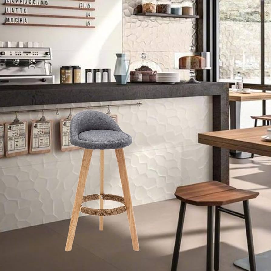 ナチュラルウッド バースツール一脚大幅値下げ中！早い者勝ちです。 Amazon｜ナチュラルウッド製バースツールセット, グレーリネン