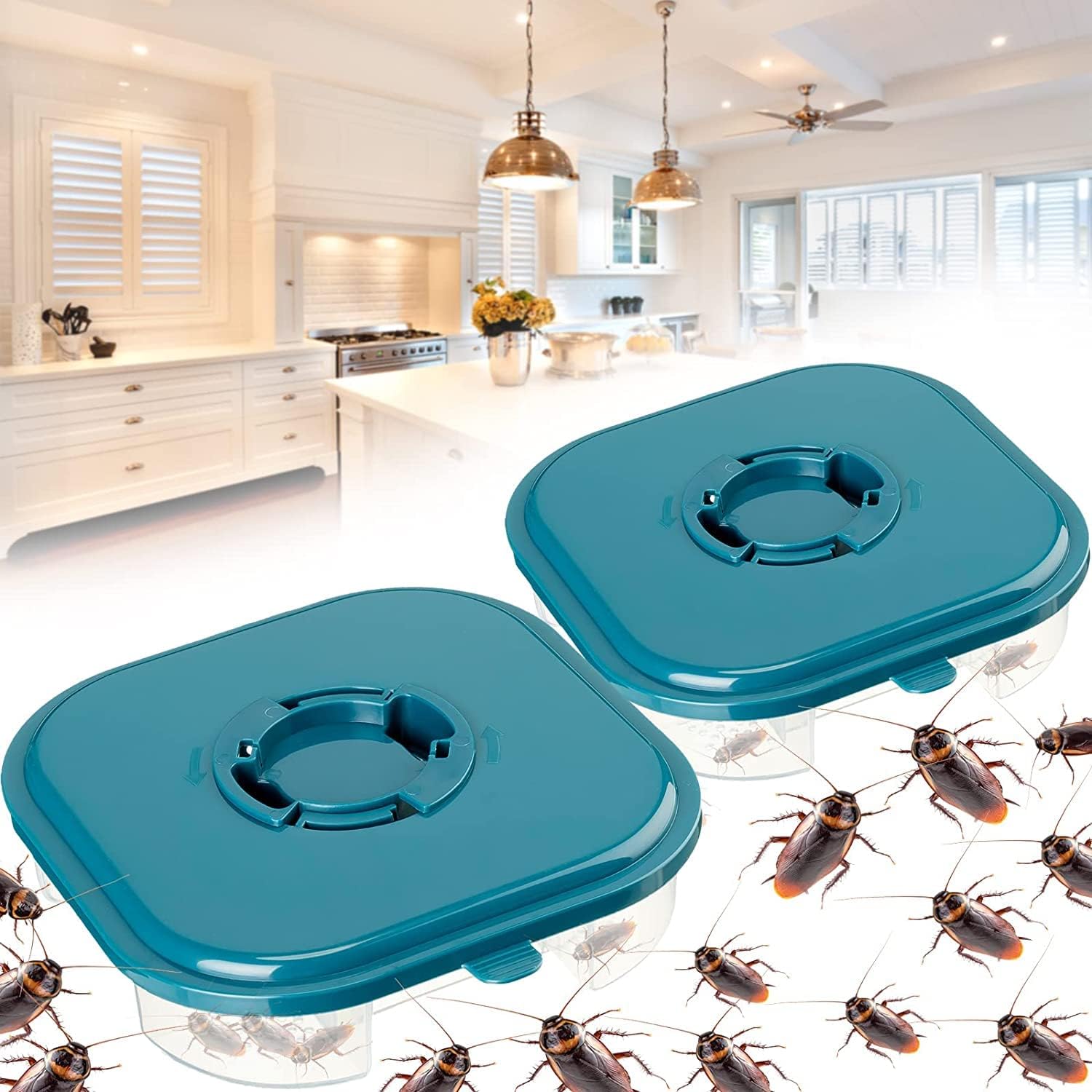 Reusable Roach Killer Indoor Infestation Efficient Roach Trap Physical Capture Safe Single Layer Cockroach Trap for Indoor Home Use (2 Pcs)