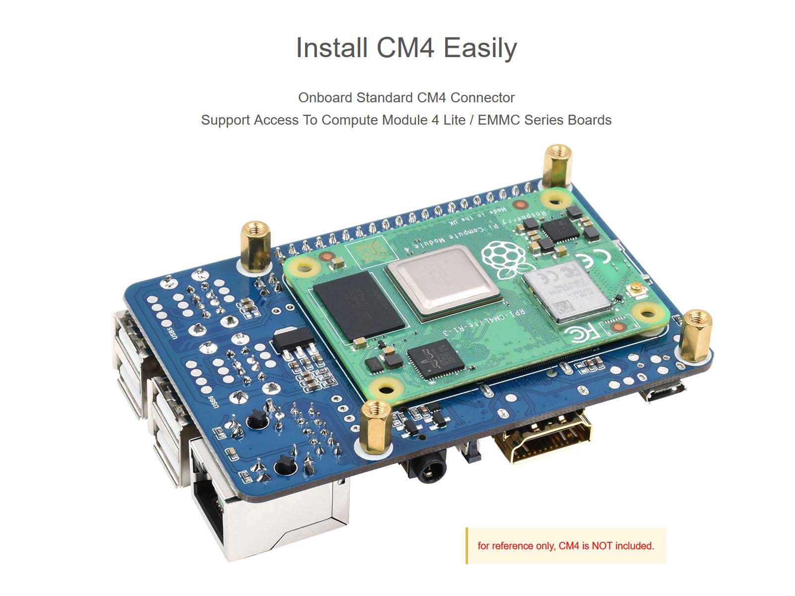 Waveshare CM4 IO BASE A USB HDMI Adapter For Raspberry Pi Compute Module 4 Waveshare CM4 IO BASE A USB HDMI Adapter For Raspberry Pi Compute Module 4