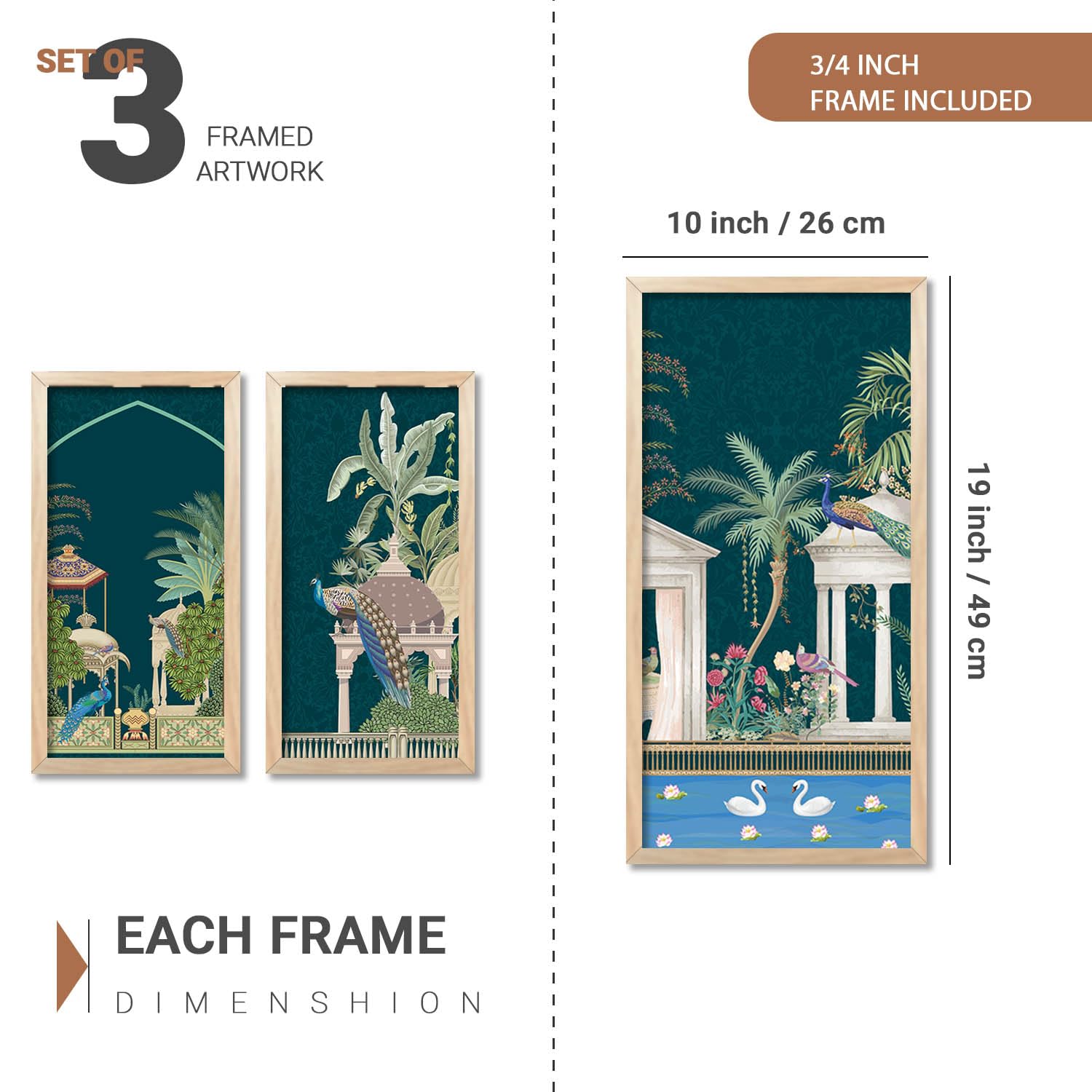 walllane Painting for wall Decoration Frames |Traditional Indian Art Pichwai Wall Décor Paintings | Traditional Indian Art Pichwai Wall Décor Paintings Set of 3 (10x19 inch, C)