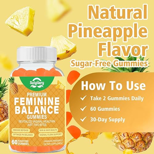 Miniatura 5 de Feminine Balance - Gomitas para mujer, probióticos, salud vaginal y equilibrio del pH de las mujeres, suplemento gomoso con polvo de arándano y