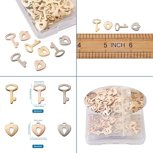 Miniatura 6 de Pandahall - Dijes de acero inoxidable surtidos de metal, estrella y luna, flor, animal para hacer pulseras, collares, aretes