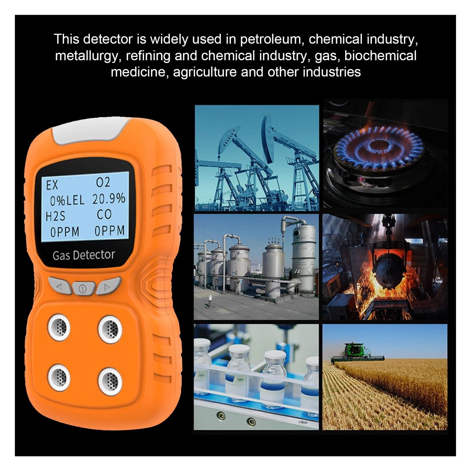 Testeur de Moniteur gaz à 4, analyseur, détecteur Portable, CO, Toxique numérique, Alarme Vibration, testeur qualité Large Gamme de Tests