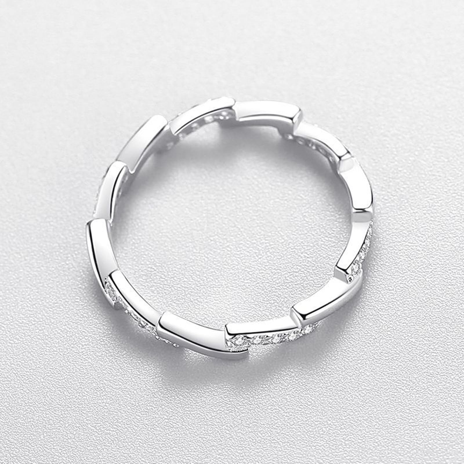 Anillo Promise de oro blanco 9K, Anillos Moissanite Blanco Sin Piedra Preciosa