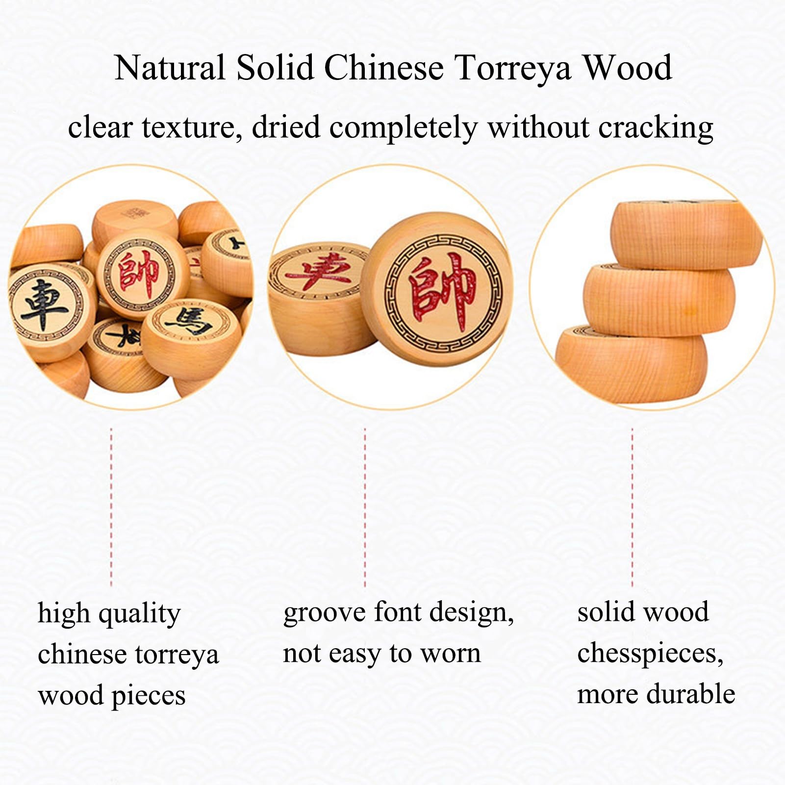 Juego de ajedrez Chino Juegos de Mesa de Estrategia educativa clásicos Tradicionales Xiangqi con Piezas de Madera de Torreya China, Tablero de ajedrez de Cuero y Caja de Almacenamiento