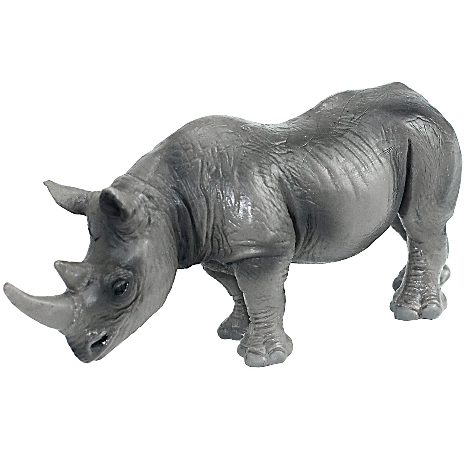 African Jungle Animals Figures Toys, Female Rhino Realistic Plastic Safari Animals Figurine Height 2.2 inch