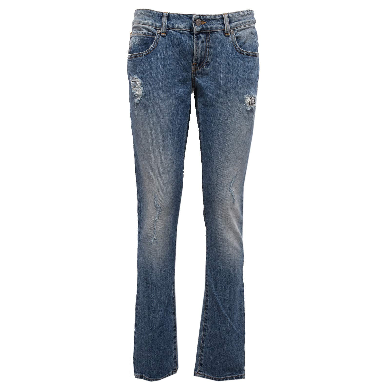 Pinko 1803AB Pantalone Donna Destroyed Blue Denim Jeans Woman