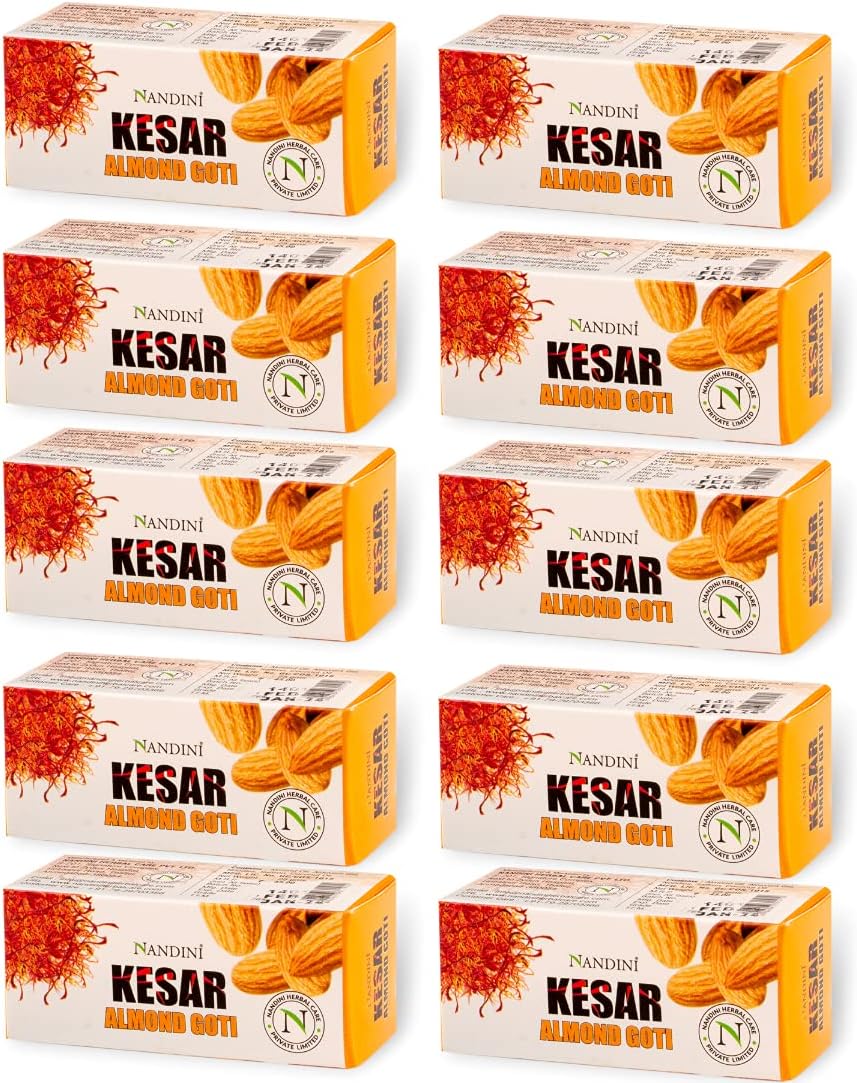 Nandini Kesar & Almond Goti Facial soap For Man & Women, 25g. (Pack of 10)