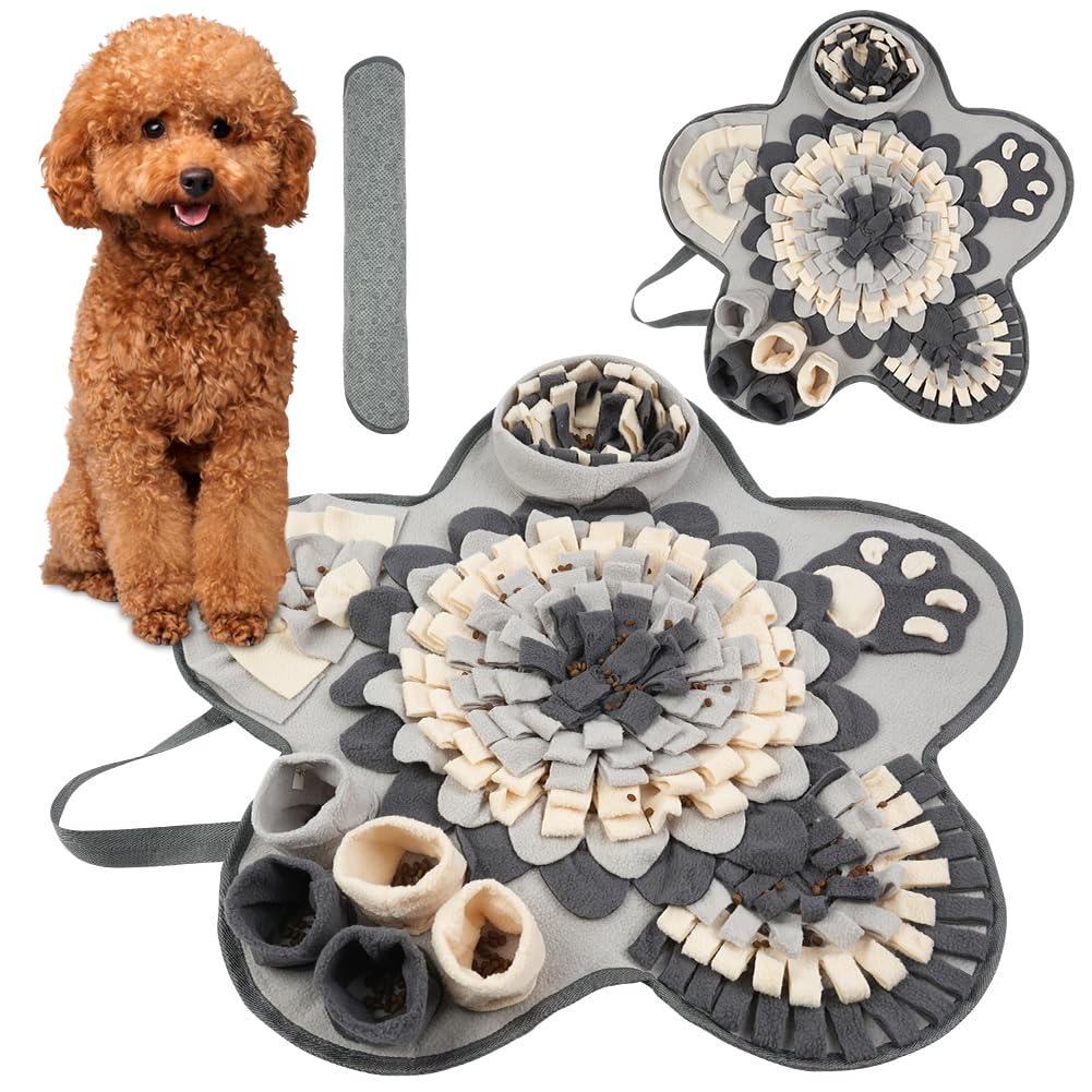 OSDUE Alfombra Olfativa Perros Lavable a Máquina Snuffle Mat para Perros Portátil Interactiva Almohadilla Olfatear Mascotas Estera de Alimentación Lenta para Mascotas Entrenamiento de Forrajeo-Flores