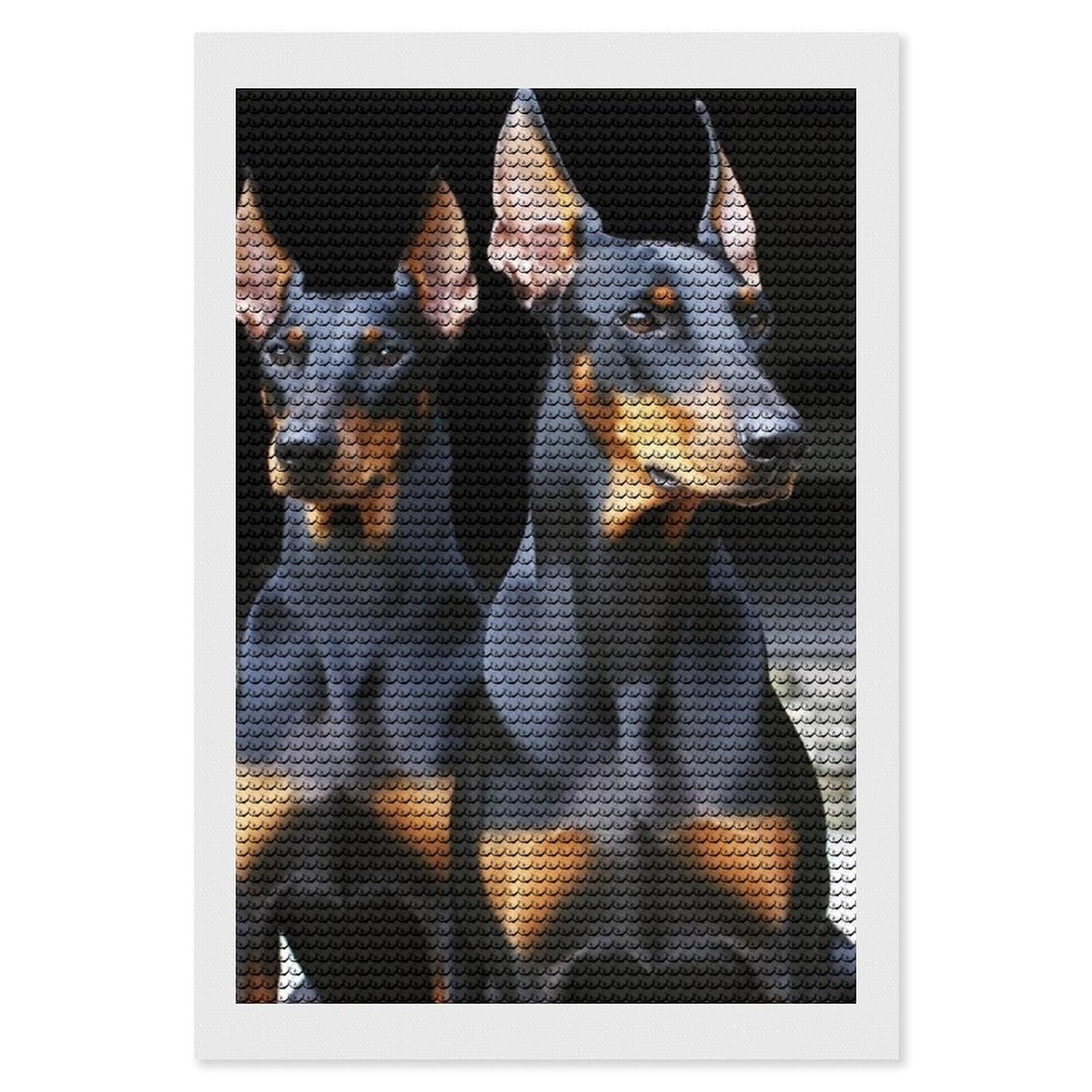 NONHAI Diamond Painting Kits for Adults - DIY Diamond Art Kits for Beginners - Full 5D Paint Drill Diamond Dots Paintings- Doberman Diamonds Pictures Gem Art and Craft Wall Decor 8"x12"