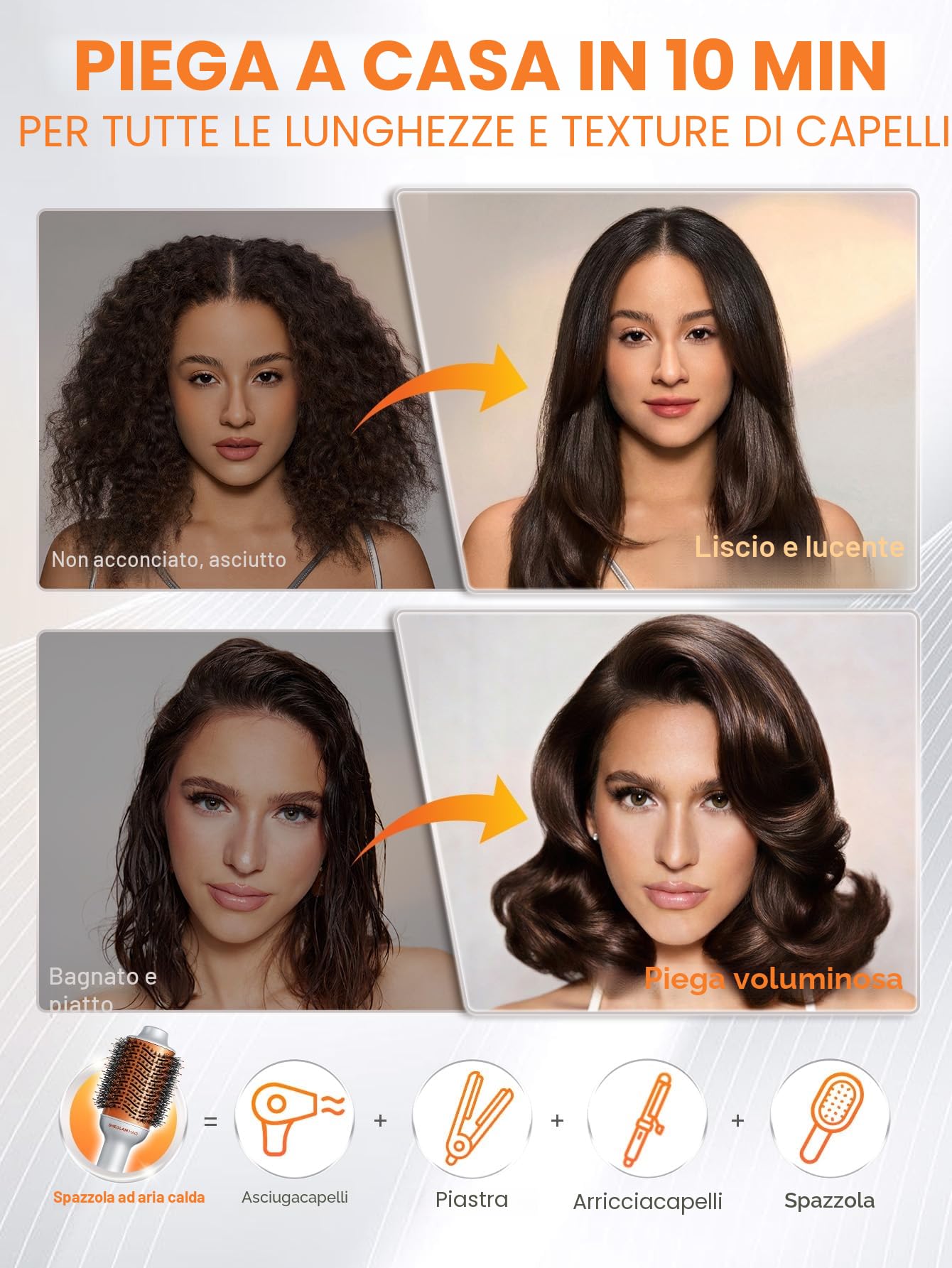 SHEGLAM Blowout Bliss Spazzola ad aria calda 4 in 1 – Asciugatura, Levigatura, Loop e Volume con cura lucida, spazzola termica, asciugatrice e Styler