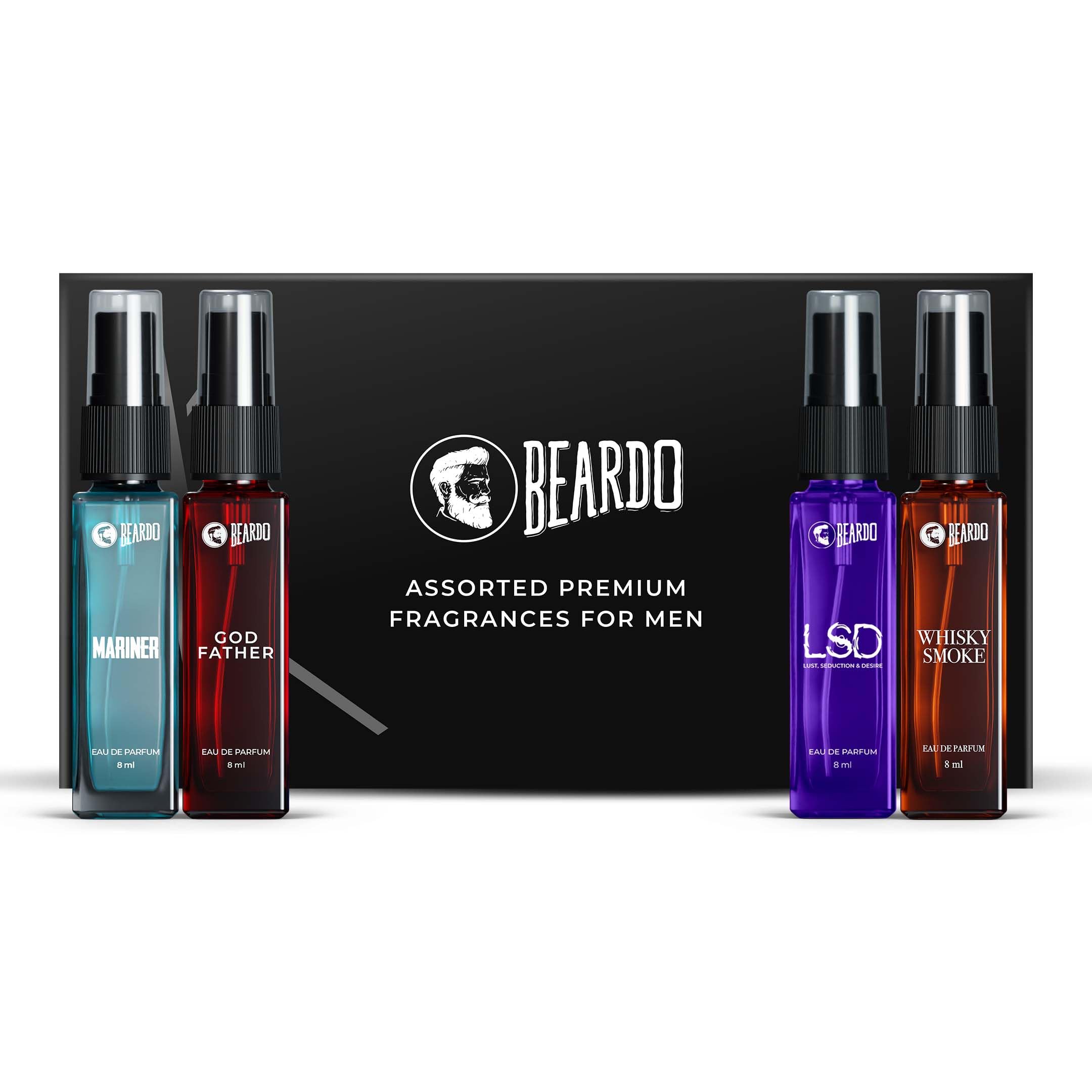 Beardo Perfume for Men - Premium Giftset 4x8ml | Black Musk, Godfather, Dark Side & Whisky Smoke | Eau De Perfume | Strong & Long Lasting Fragrance | Valentines day gift for husband | Gift for boyfriend | Gift for Men-picture-16