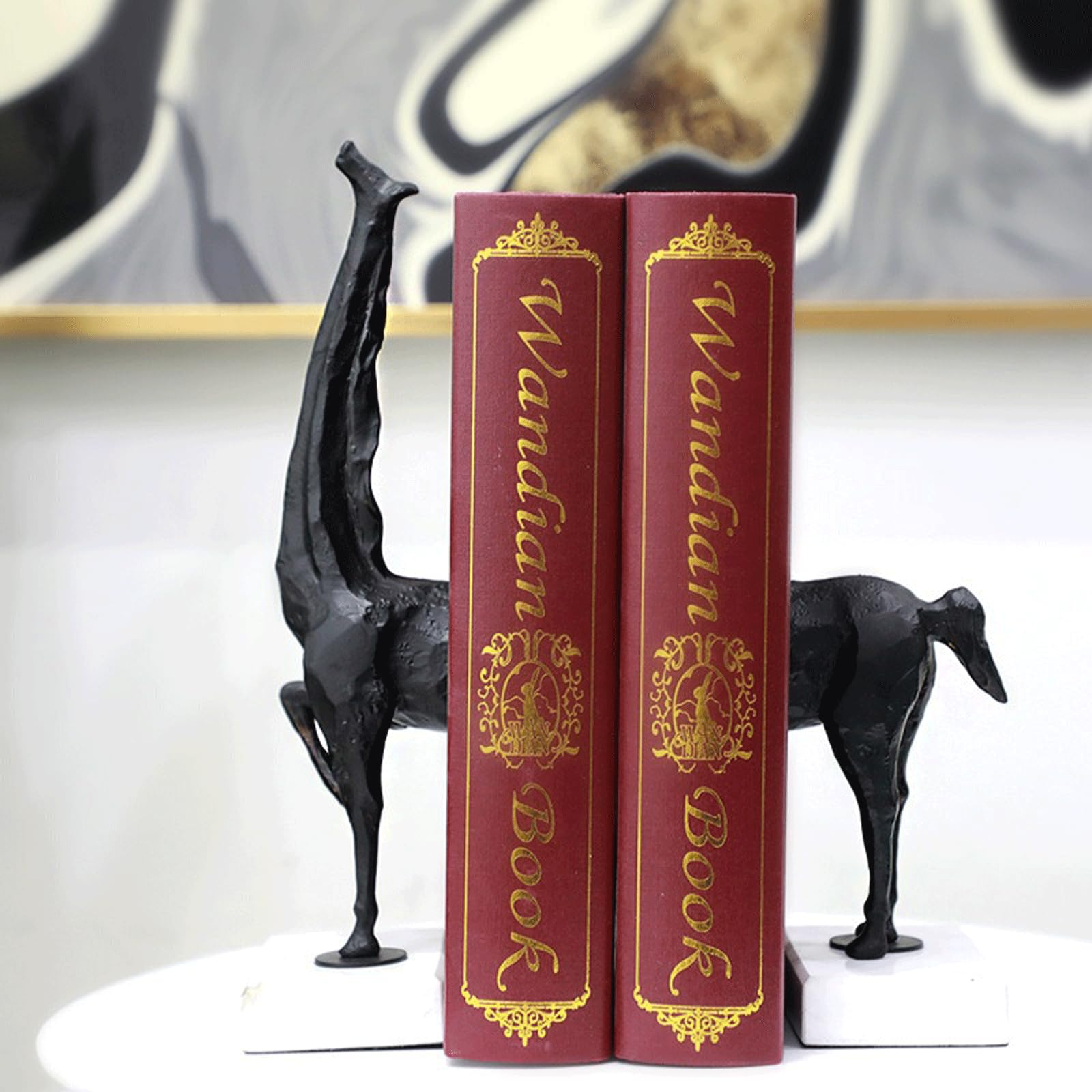 YOFAB Sujetalibros de Jirafa de mármol, Soporte para Estante de Libros, sujetalibros Decorativos para decoración del hogar u Oficina, sujetalibros para decoración del hogar