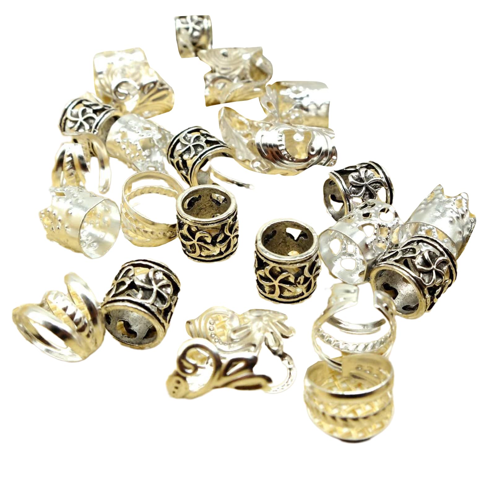 Limtula Silver 100 Pcs Hair Rings Hair Beads Loose Coil Jewelry For Braid Dreadlock Bead Clip Braid Rings Clip Beads For Braids Kids