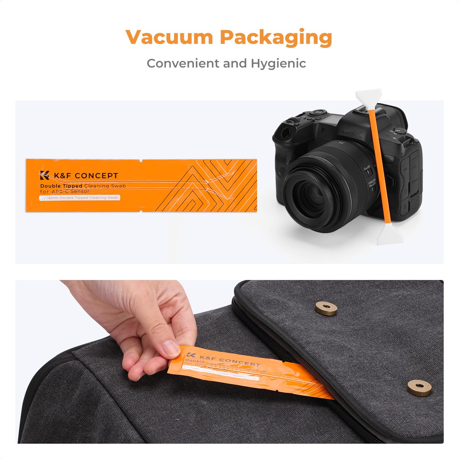 K&F CONCEPT 16mm APS-C Sensor-Reinigungsset, Kit für spiegellose Digitalkameras, Enthält 20ml Reiniger & 10 doppelseitige Swabs für APS-C CMOS & CCD Sensoren, Perfekt für Kameraobjektivreinigung