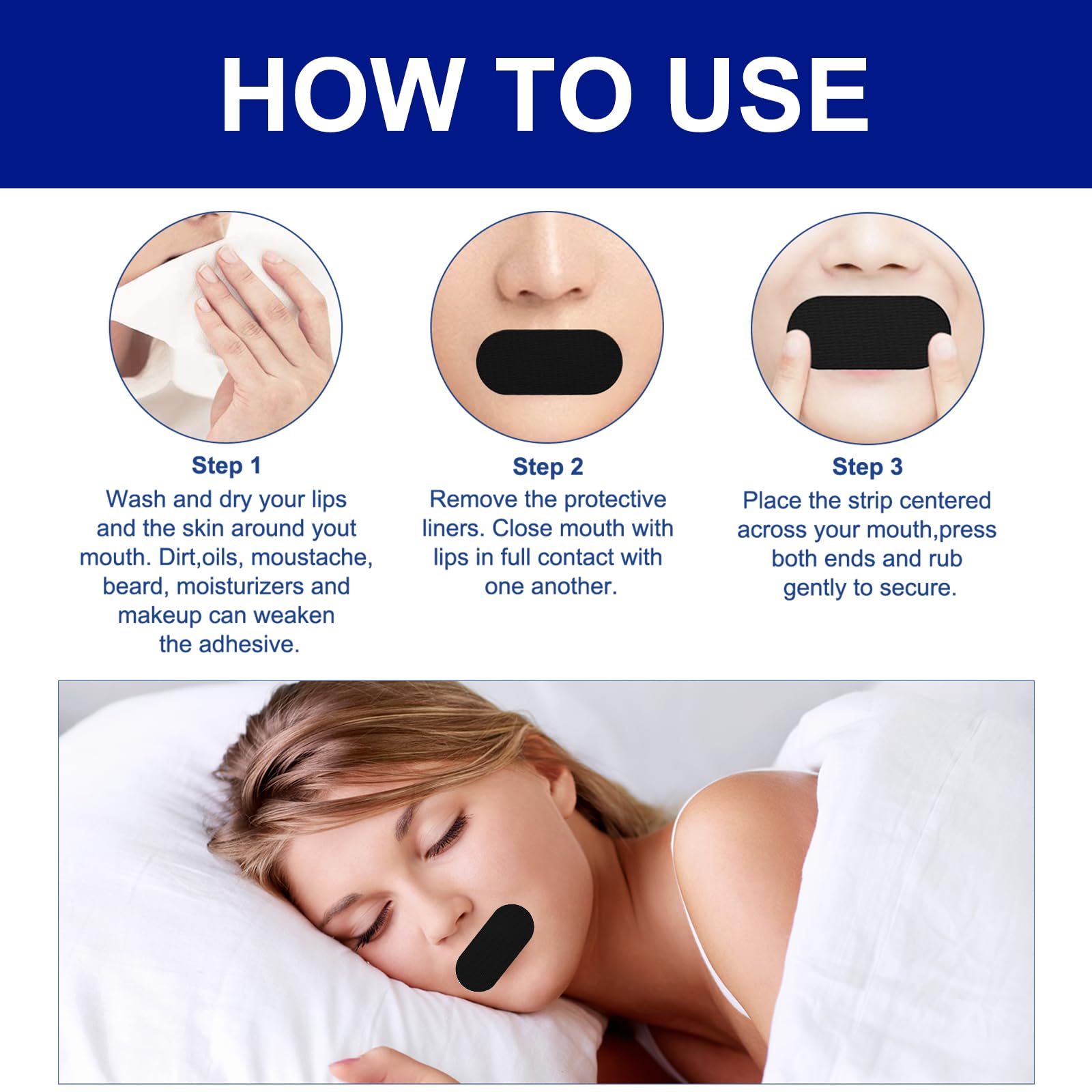 Cerotti Bocca per Dormire, 50 Pezzi, Mouth Tape for Sleeping– Comodi Anti- Russare, Promuovono Respirazione Nasale e Migliorano la Qualità del Riposo