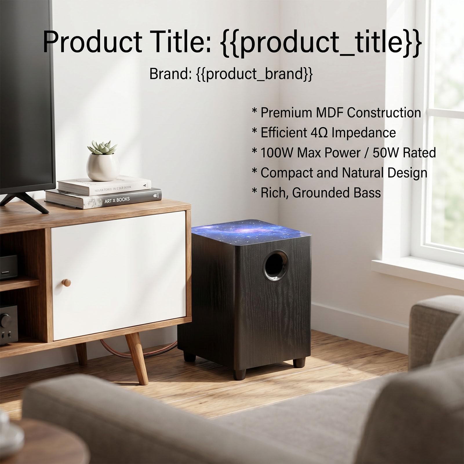 Asixxsix Subwoofer Passivo da 6,5 ​​pollici, Suono Potente, Bassi Pesanti, Potenza 100 W, Cabinet in MDF, Base Rialzata, Altoparlante Passivo per Audio da Studio Home Theater, Feste