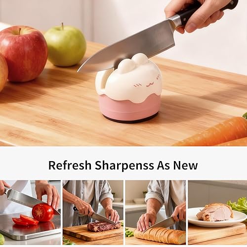 Miniatura 3 de Afilador de cuchillos con base de succión para cuchillos de cocina y cuchillos de bolsillo, herramienta de afilador de cuchillas manos libres para