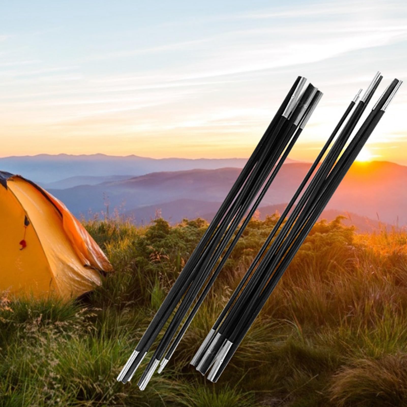 Arceau Tente 5350 L,Tige Fibre De Carbone Pour Tente,Kit De Mât De Tente De 4.9M Barree Mât De Tente De Cam En Fibre De Verre Barres Télescques Régles Kit De Cadree Tentes Légers Repment Pour La Rando