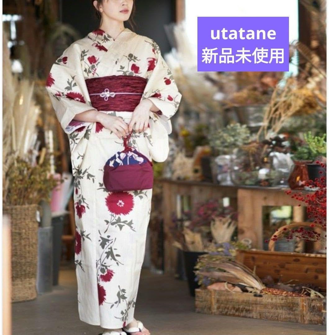 ★新品★utatane 浴衣3点セット(浴衣、兵児帯、下駄) イエベ utatane 浴衣3点セット(浴衣、兵児帯、下駄) イエベ
