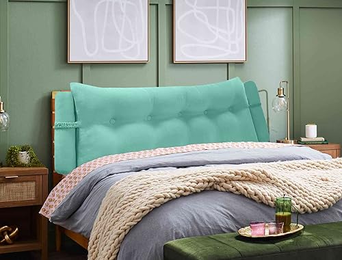 Miniatura 8 de Almohada triangular de lectura para reposo en cama, cojín grande para cabecero, respaldo, almohada de cuña con dos almohadas enrollables