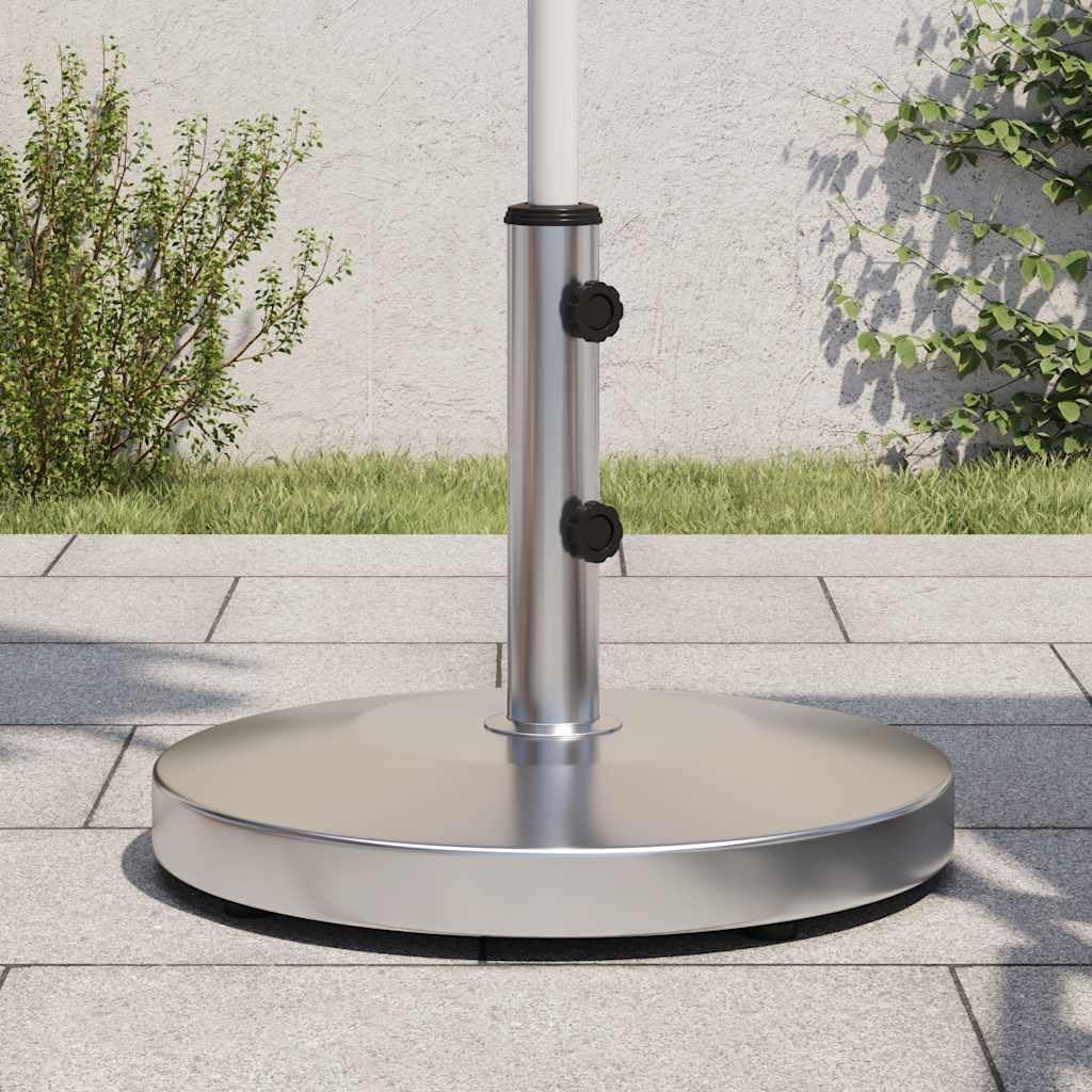 vidaXL Heavy Duty Stainless Steel Parasol Base 55 lb for Ø1.3/1.5/1.9 in Poles Outdoor Umbrella Holder Design Elements Gray Silver Finish Patio Balcony Stand Bases Large Weighted Round