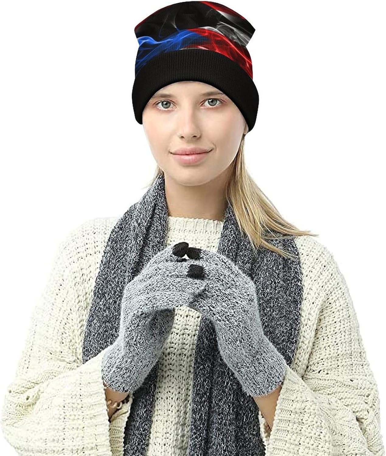 Zakqeik Palestine Flag Beanie Knitted Hat for Men Women Loose Knitted Skull-Cap Winter Warm Headwear Beanies