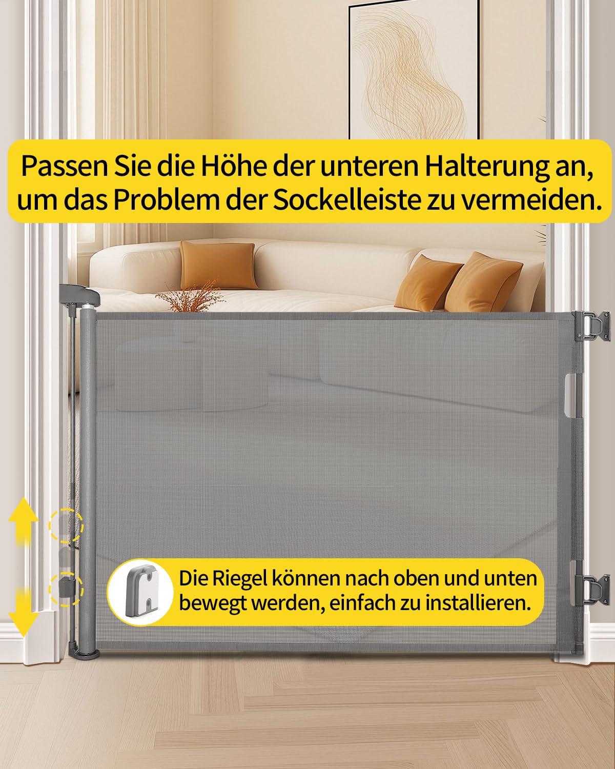 Dearlomum Treppenschutzgitter Ausziehbar 0-140 cm Baby Absperrgitter für Kinder Katzen Hunde Grau