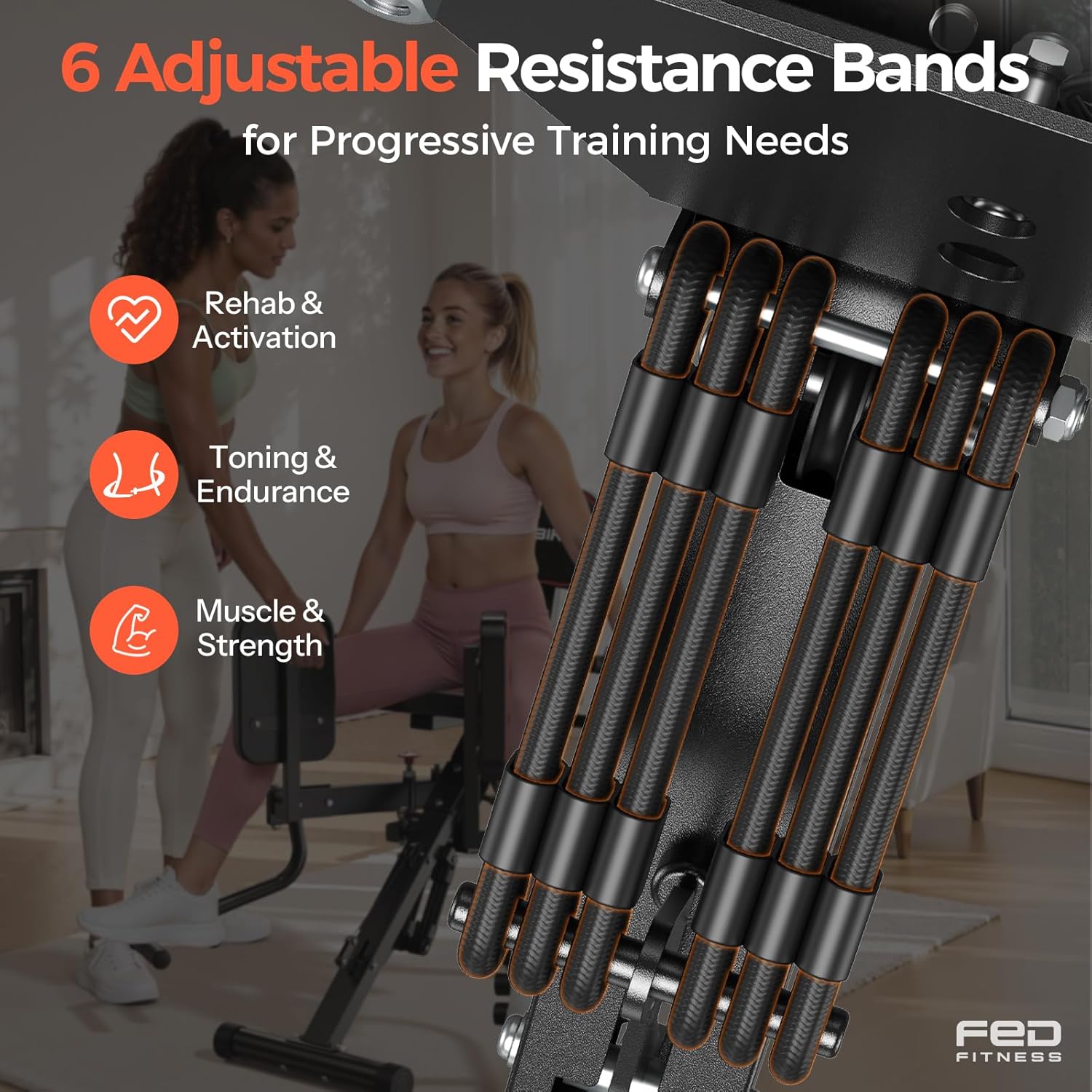 HA1 2-in-1 Hip Abductor and Adductor, Glute & Inner Thigh Workout Equipment for Home Gym, Leg Workout and Booty Builder with 6 Adjustable Resistance Bands and Dual Foot Bar