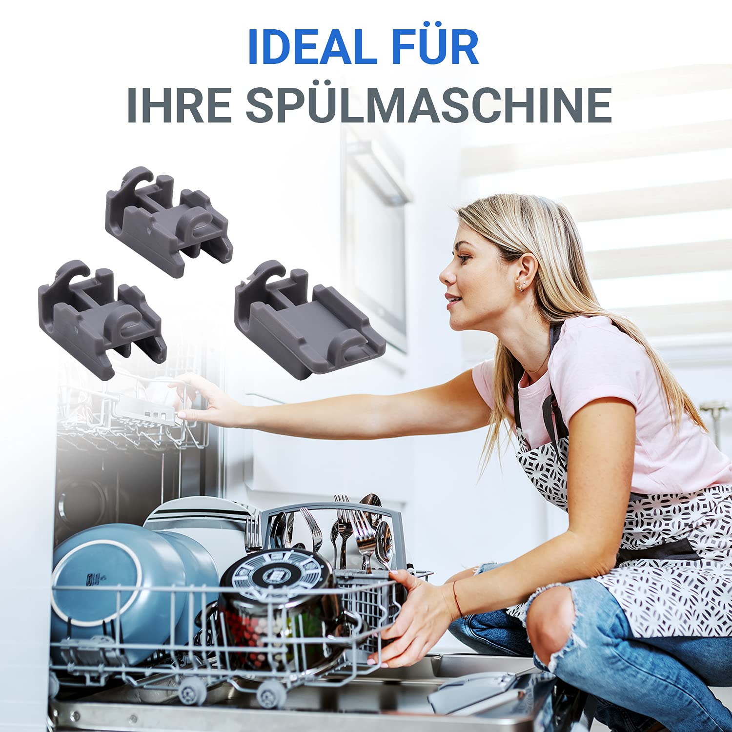 Lager Ersatz für Bosch 00418674 Set für Oberkorbablagen Geschirrspüler 3Stk Geschirrkorb Spülmaschine Oberer Korb Clips Klammer Befestigung Klappstachelreihe Oberkorb
