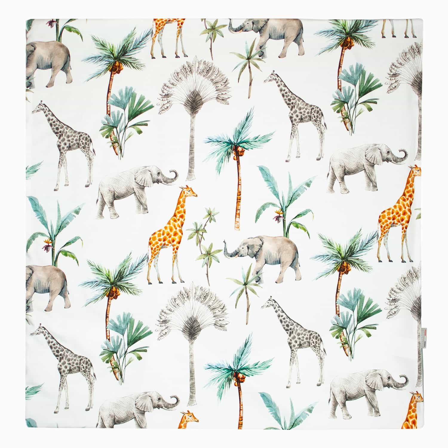Taie d'oreiller coton 63x63 cm Sevira Kids Safari réversible pour lit enfant