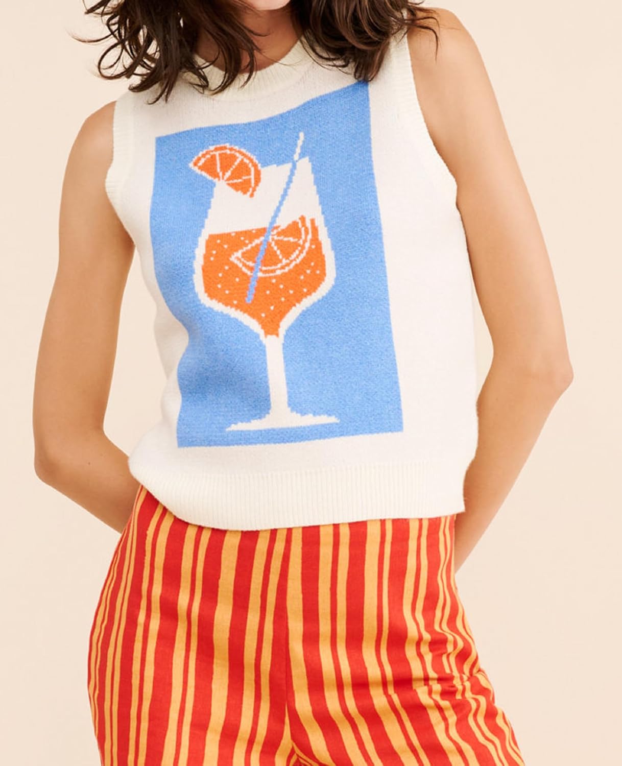 NUFIWI Women Cute Graphic Sweater Vest Y2K Lightweight Sleeveless Knit Vest Tops Ribbed Crochet Pullover Sweater Tank Top - Image 4