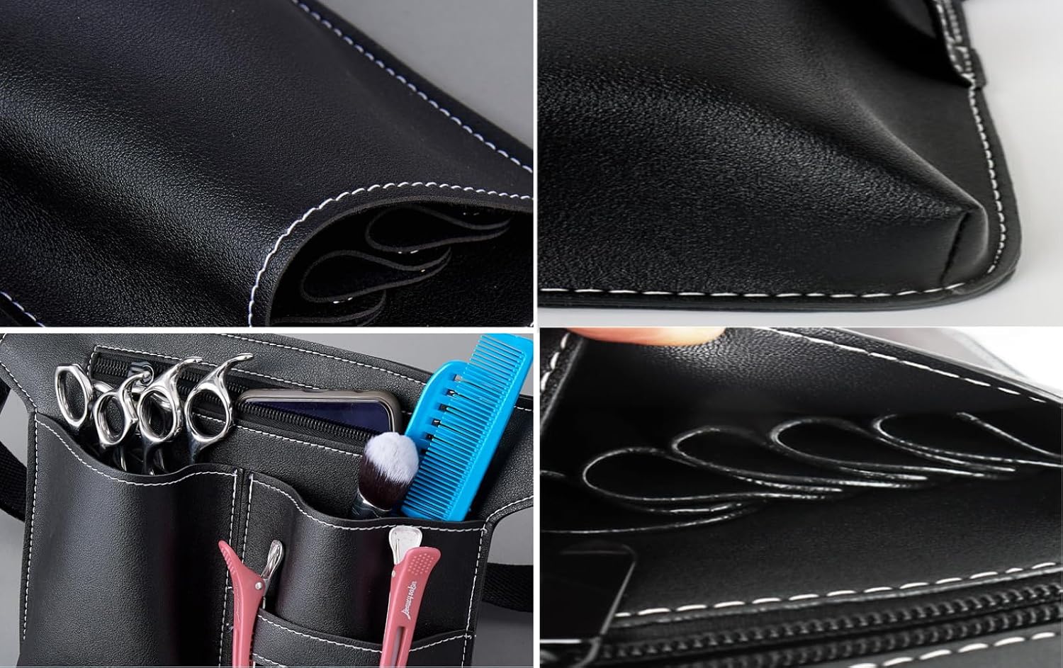 Scissor Bag,Barber PU Leather Waist Pouch,Professional Hairdressing Tools Storage Holster with Waist Belt,Hairstylist Waist Belt,Professional Hairdressing Tools Storage Holster