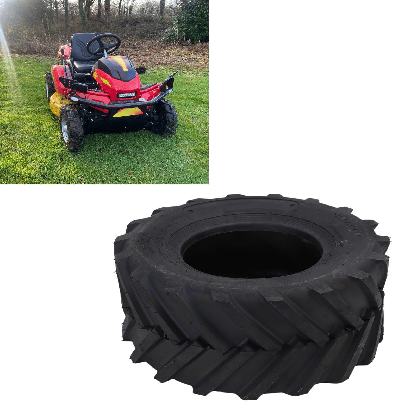 Tbest Pneu sans Chambre à Air 16 X 6,50 8, Très Résistant, Traction élevée, Tracteur Agricole pour Tondeuses à Gazon, VTT, Motoculteurs, équipement Agricole, Taille 5, 4 Plis, Toutes