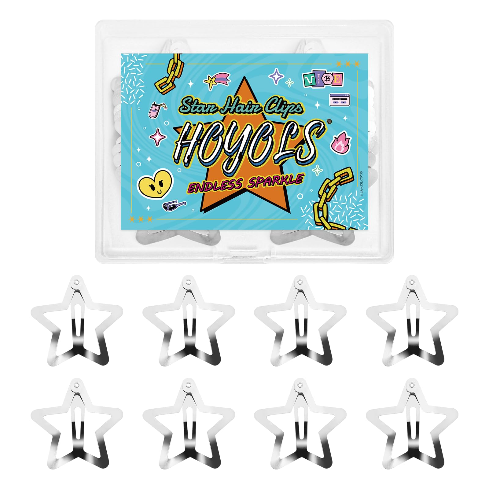 Hoyols 1.61" Silver Star Barrettes