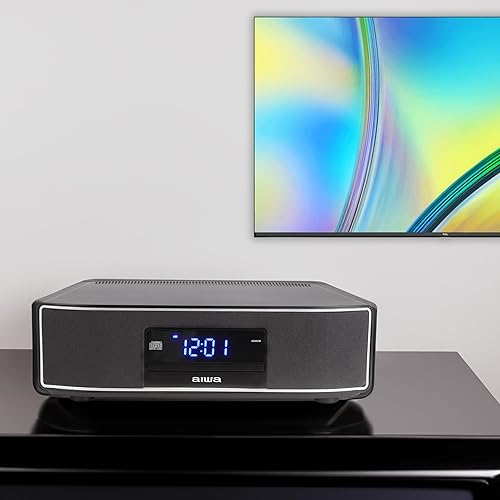 Miniatura 8 de AIWA Exos Home Speaker, sistema de sonido RMS de 30 W premium con reproductor de CD, conectividad Bluetooth, radio FM, entrada digital óptica,