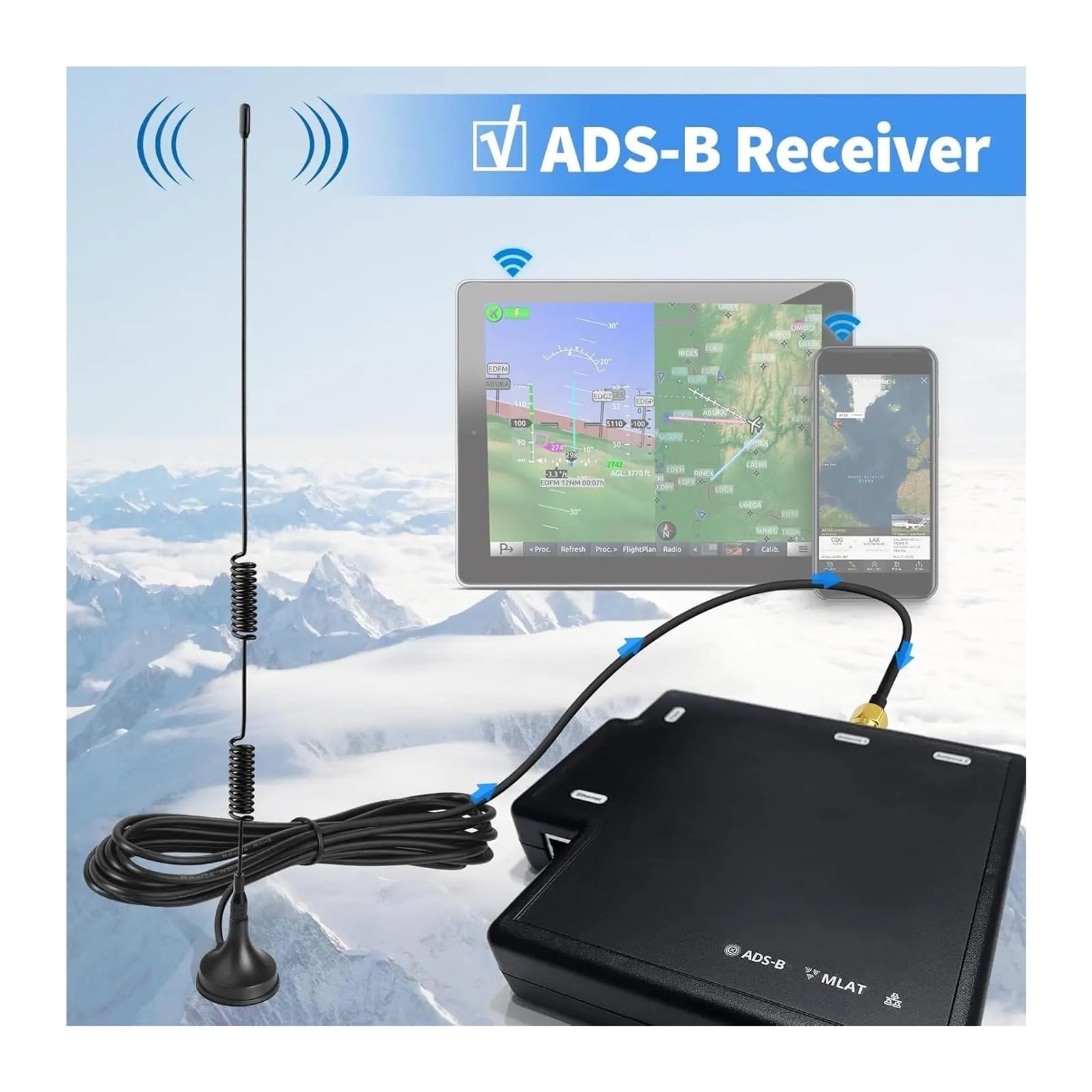 Amazon.co.jp: 1090MHz ADS-B 受信機アンテナ 6dBi 磁気ベース 航空
