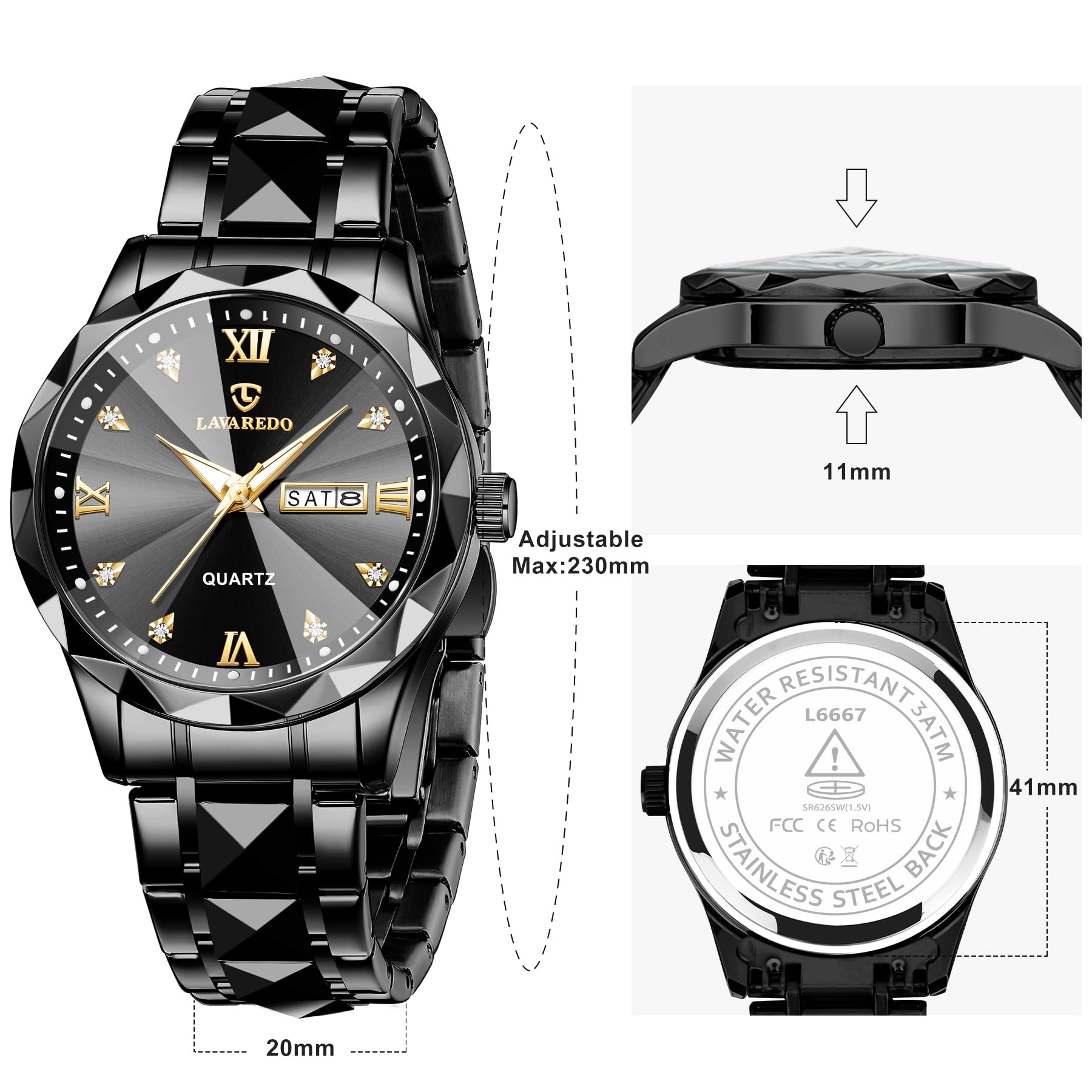 caprock Herrenuhr wasserdichte Analoge Quarzuhr mit Datum, Edelstahl, Lässiger und Modischer Stil für Männer