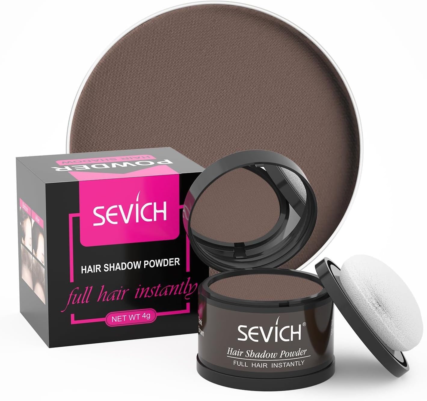 Sevich instant hair shade - Hairline Powder, Quick Cover Grey Hair Root Concealer with Puff Touch, 4g
