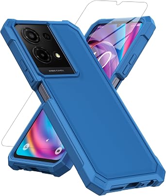 for TCL K32/K33 5G Case, with Screen Protector Hard PC Front Frame and Soft TPU Back, Shockproof Bumper Case Blue