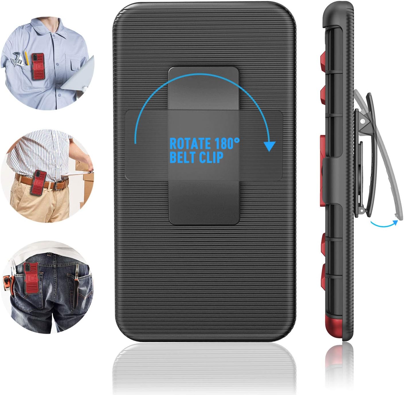 TILL for Galaxy S20 Plus / S20 Plus 5G Case, TILL [Knight Armor] Heavy Duty Full-Body Rugged Holster Resilient Armor Case [Belt Swivel Clip][Kickstand] Combo Cover Shell for Samsung S20 Plus [Red]