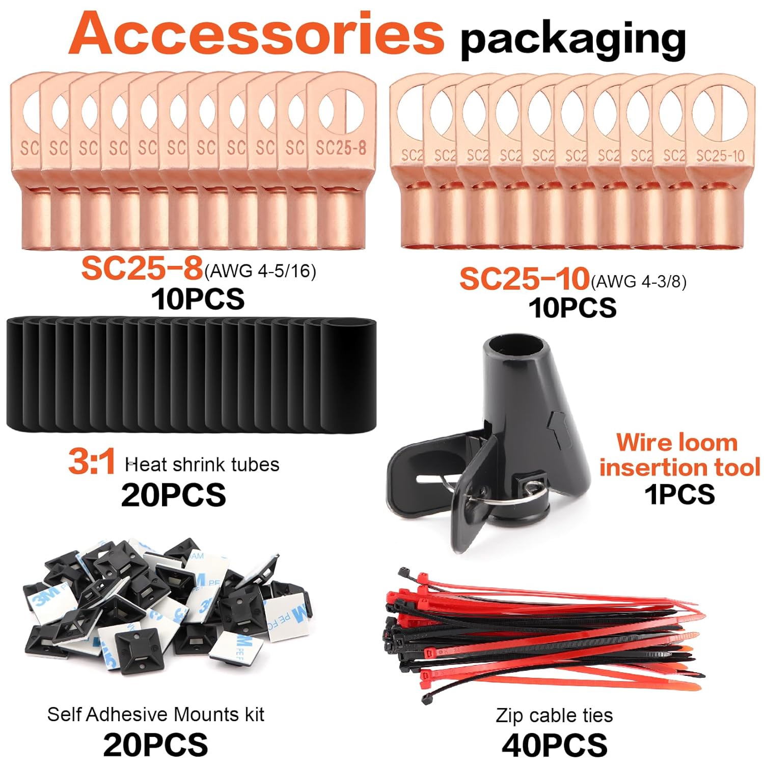 4 Gauge Wire(25ft Each - Red/Black) Copper Clad Aluminum CCA Automotive Wire with 50ft 1/2" Cable Sleeve - Ideal for Car Audio, Solar, Auto, RV, Marine Power & Ground Cables